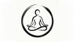 © Background_City - Zen meditation symbol with a person sitting in lotus position inside a brush stroke circle isolated on white background
