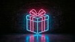 © Purple 1 - A vibrant neon depiction of a christmas gift beautifully illuminated with pink and blue lights