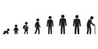 © mdesobali - Human life cycle icon set showing the progression from infancy through childhood to adulthood and old age
