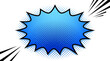 © MANVIK - Comic book speech bubble with blue halftone gradient, pop art explosion frame, retro cartoon shout balloon for marketing