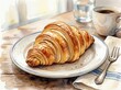 © SAIKAT - Hand drawn beautiful watercolor illustration of fresh baked croissant breakfast pastry isolated on background for creative graphic design