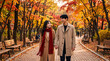 © CoreSelect - 은행나무길을 걷는 커플과 강아지 · Couple Walking a Dog Down a Ginkgo Path