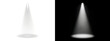 © Nyxthrasza - Spotlight clean minimal white spotlight cone shines straight down onto dark floor with soft edges for design PNG, Transparent and Black Background Versions for editing