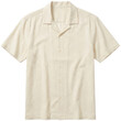 © Ulin - Cream short sleeve button up collared linen shirt.