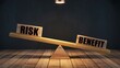 © Asghar - Risk and benefit concept showing balanced business decision making, strategic evaluation and investment analysis