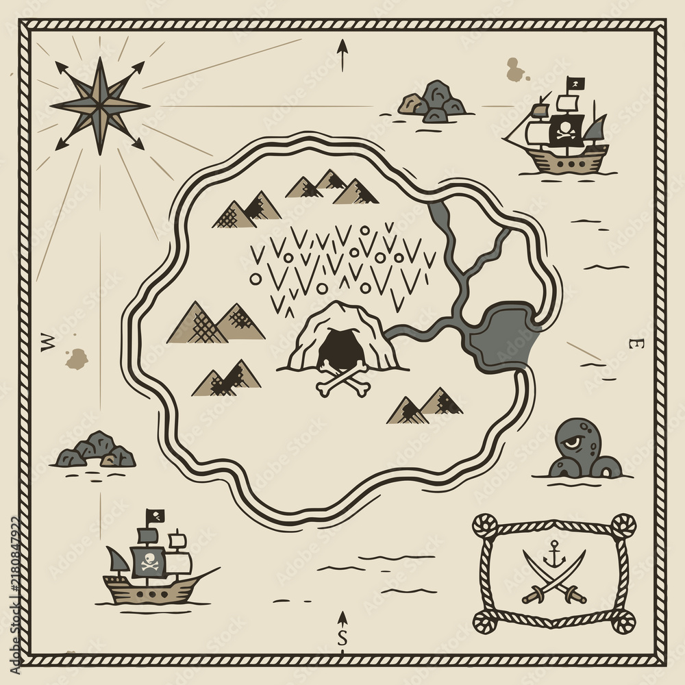Old Map Pattern Vector Illustration Stock 4K, Raw, Old Map, treasure map, tourist map, old ...