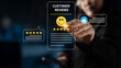 © InfiniteFlow - A digital display of customer reviews shows user satisfaction and ratings in a modern business environment. The interaction emphasizes quality feedback and technology in consumer choice. Cyphers