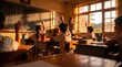 © junet - Young Students Learning Together in Classroom During Golden Hour Sunlight