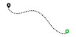 © WASIF-MEHMOOD - Smooth arching path with dotted line connecting start location to destination navigation tracking destination location direction