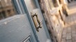 © Alina - A close view captures a weathered wooden door adorned with a delicate brass handle. This door stands on a lively street, hinting at secrets waiting behind its sturdy frame.