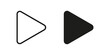 © SAJID - Black media player play button icons in outline and solid versions.