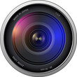 © Cobalt - Camera photo lens icon isolated, zoom lens front view.