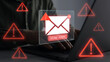 © Mer_Studio - Email documents hacks, phishing attacks and virus alerts. Online fraud and cyber threats.Digital screen showing scam and spam emails.