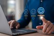 © byakuyaai - Customer satisfaction survey: hand selecting positive review and 5-star rating