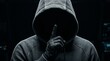 © fei.setiawan - Anonymous Cyber Security Hacker Making a Silence Gesture in the Dark
