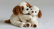 © hitomi - Tender Embrace: Two adorable stuffed dogs share a heartwarming hug, symbolizing friendship and comfort in a gentle display of affection.
