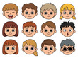 © Defy - Set of 12 Cute Cartoon Kids Avatars - Diverse Children Faces Vector Illustration