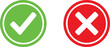 © Anzira - Green check mark and red x cross mark icons for correct and incorrect choice selection buttons