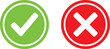 © Joynab - Green check mark and red cross mark icons set for business validation and survey choice