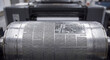 © Jana - Curved aluminum offset printing plate mounted on a rotating metal cylinder during newspaper production in a printing plant