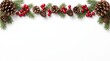 © Nasrin - Christmas festive border made of pine cones and red berries on a white background with copy space