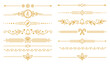 © Vintage Whimsy - Christmas gold ornament borders set with festive elements for holiday card decorations.