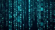 © PhanDesigns - Technology background featuring falling digital binary code and data visualization.