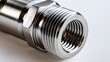© Daria - Highly detailed shiny metallic threaded connector showcasing precision engineering and smooth surface finish for industrial applications and machinery assembly
