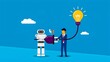 © Ehan - Business innovation concept with professional and robot generating a bright idea for technology and growth