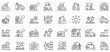 © LATIF - Construction machinery and building equipment line icons set vector illustration