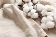 © Pixel-Shot - Cotton branch on light napkin, closeup