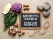 © aziseptian - Healthy vegetables and nuts with mindful eating chalkboard message