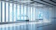 © Dark Outline Studio - Modern laboratory interior with glowing dna strand hologram and scientific research equipment