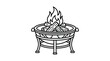 © Redwen Studio - Fire pit with burning logs is depicted as a black silhouette