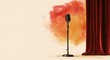© Fauzi - Vintage microphone stands center stage with dramatic red curtains and abstract background