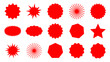 © JahirulIslam - Set of red starburst, sunburst badges, Sale sticker, price tag, starburst icon set , Circle sticker set. Wavy edge promo red badges. Star burst shape tags for price. Red sale tag. red starburst icon.