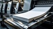 © Vadym - Industrial offset printing press machine produces large stack of white paper in factory. Automated printing equipment works in production line at manufacturing plant. Modern technology rolls out