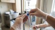 © Aurora - Healthcare professional adjusts IV drip line for patient receiving infusion therapy in hospital room