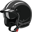 © Ace13 - A black open-face motorcycle helmet with a clear visor and chin strap.