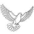 © Irtiko - Minimalist line art vector illustration showing elegant flying white dove