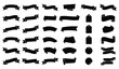© MstSabrina - Set of various black ribbon banners and blank price tags on a white background with collection assorted black banners geometric shapes
