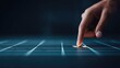 © Nart - A human hand places a glowing puzzle piece into a digital grid. Futuristic blue lighting symbolizes problem solving and the final solution in a high-tech concept.