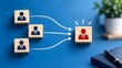 © Mudir_Man - Corporate structure and team leadership concept shown by wooden blocks with blue employee and red manager icons