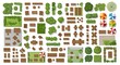 © AL - Top view landscape design elements with trees and garden furniture