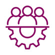 © PNG  - Purple outline icon showing three people heads combined with a mechanical gear symbol transparent background