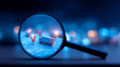 © kaliel - A magnifying glass focuses on a delivery truck and location pins across a map to represent logistics tracking route planning and supply chain visibility.