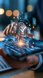 © Kateryna - Bright automated compliance checking concept intelligent document review workflow corporate manager hand using a glowing digital approval dashboard cropped view without showing face