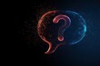 © Asfatfahim - Speech bubble with glowing question mark and network particles representing confusion doubt query and communication concept.