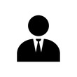 © Umi - Simple black silhouette icon of a businessman wearing a formal suit and tie.
