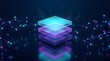 © CuteBee - Modern data center server rack with glowing glass layers and interconnected network nodes on dark background for cloud computing and information technology business concepts